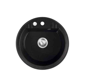 Slika Sudopera Okrugla granitna sa sifonom CRNA, DRGM1/51BA, fi 51cm